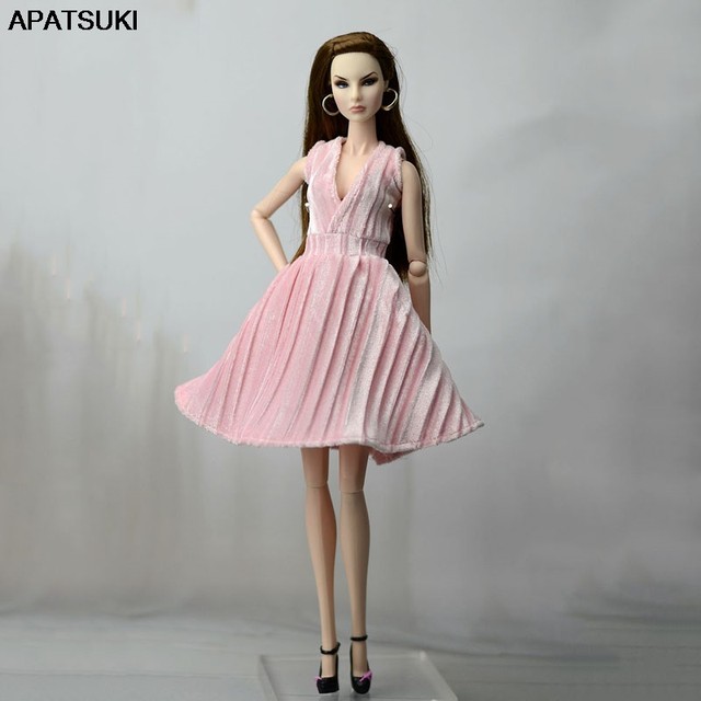 Rosa com decote em v bonito vestido para barbie boneca moda vestido de  festa roupas para barbie 1/6 bjd bonecas acessórios crianças brinquedo -  AliExpress